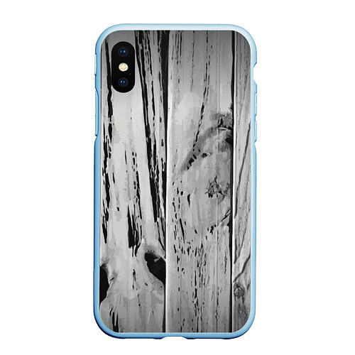 Чехол iPhone XS Max матовый Grey wood / 3D-Голубой – фото 1