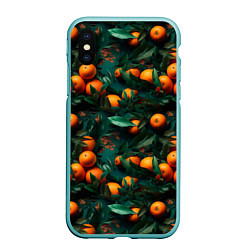 Чехол iPhone XS Max матовый Яркие апельсины, цвет: 3D-мятный