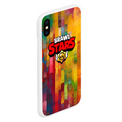 Чехол iPhone XS Max матовый Brawl Stars Logo Color, цвет: 3D-белый — фото 2