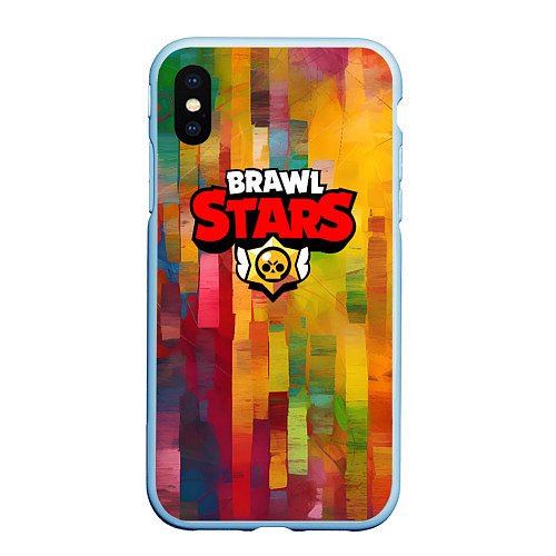 Чехол iPhone XS Max матовый Brawl Stars Logo Color / 3D-Голубой – фото 1