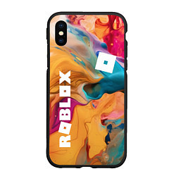 Чехол iPhone XS Max матовый Roblox Logo Color, цвет: 3D-черный