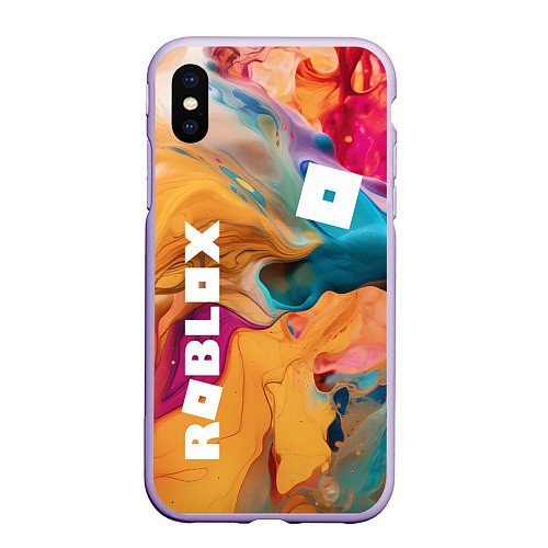 Чехол iPhone XS Max матовый Roblox Logo Color / 3D-Светло-сиреневый – фото 1