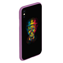 Чехол iPhone XS Max матовый Трехцветный череп, цвет: 3D-фиолетовый — фото 2