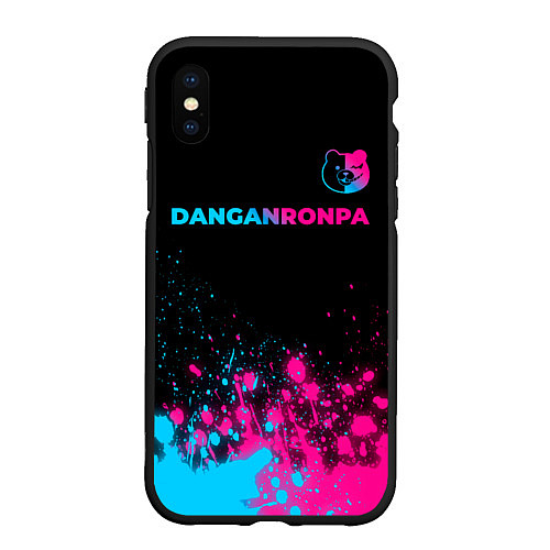 Чехол iPhone XS Max матовый Danganronpa - neon gradient: символ сверху / 3D-Черный – фото 1