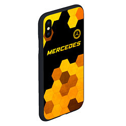 Чехол iPhone XS Max матовый Mercedes - gold gradient: символ сверху, цвет: 3D-черный — фото 2