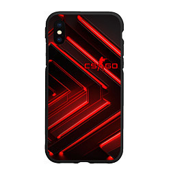 Чехол iPhone XS Max матовый Red neon CS GO, цвет: 3D-черный