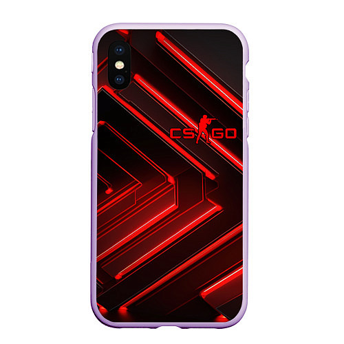 Чехол iPhone XS Max матовый Red neon CS GO / 3D-Сиреневый – фото 1