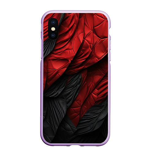 Чехол iPhone XS Max матовый Red black texture / 3D-Сиреневый – фото 1