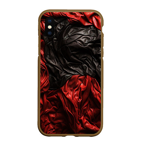 Чехол iPhone XS Max матовый Black red texture / 3D-Коричневый – фото 1