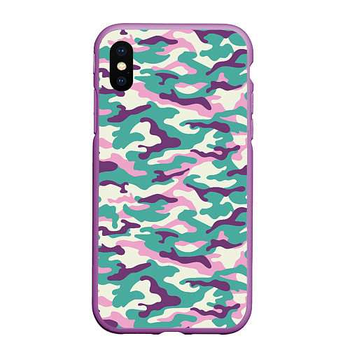 Чехол iPhone XS Max матовый Камуфляж модный / 3D-Фиолетовый – фото 1