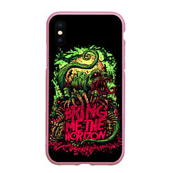 Чехол iPhone XS Max матовый Bring me the horizon dinosaurs, цвет: 3D-розовый