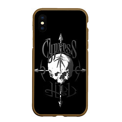 Чехол iPhone XS Max матовый Cypress hill - arrows skull, цвет: 3D-коричневый