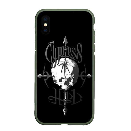 Чехол iPhone XS Max матовый Cypress hill - arrows skull / 3D-Темно-зеленый – фото 1