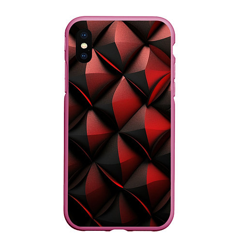 Чехол iPhone XS Max матовый Объемная текстура красная кожа / 3D-Малиновый – фото 1