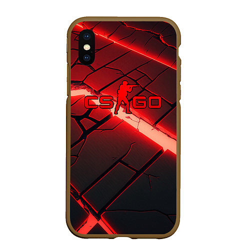 Чехол iPhone XS Max матовый CS GO red neon / 3D-Коричневый – фото 1