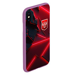 Чехол iPhone XS Max матовый Красный герб РФ, цвет: 3D-фиолетовый — фото 2