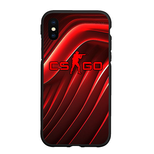 Чехол iPhone XS Max матовый CS GO red abstract / 3D-Черный – фото 1