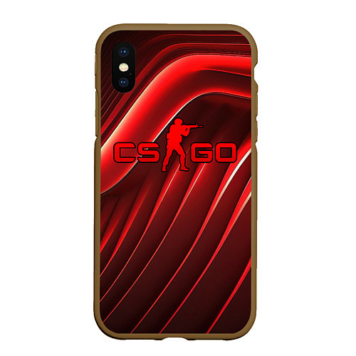 Чехол iPhone XS Max матовый CS GO red abstract / 3D-Коричневый – фото 1