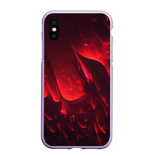 Чехол iPhone XS Max матовый Красные огоньки абстракция / 3D-Светло-сиреневый – фото 1