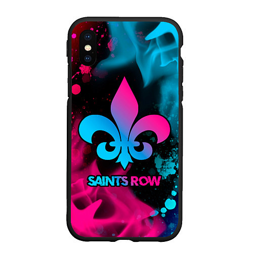 Чехол iPhone XS Max матовый Saints Row - neon gradient / 3D-Черный – фото 1