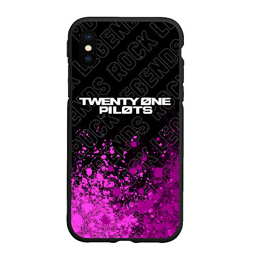 Чехол iPhone XS Max матовый Twenty One Pilots rock legends: символ сверху / 3D-Черный – фото 1