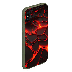 Чехол iPhone XS Max матовый Разлом красных плит, цвет: 3D-темно-зеленый — фото 2