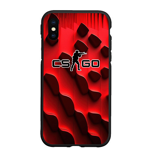 Чехол iPhone XS Max матовый CS GO black red abstract / 3D-Черный – фото 1