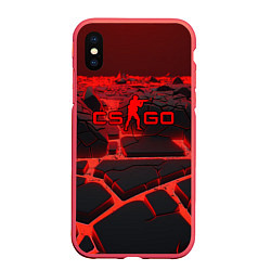 Чехол iPhone XS Max матовый CS GO red neon texture, цвет: 3D-красный