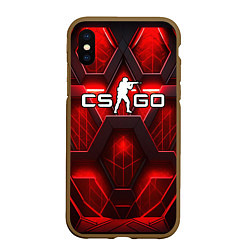 Чехол iPhone XS Max матовый CS GO red space abstract, цвет: 3D-коричневый