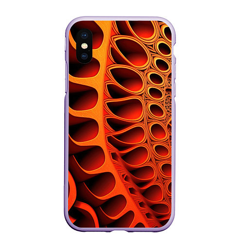 Чехол iPhone XS Max матовый Объемная оранжевая абстракция / 3D-Светло-сиреневый – фото 1