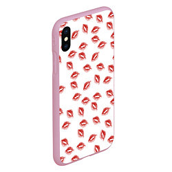 Чехол iPhone XS Max матовый Поцелуи - паттерн, цвет: 3D-розовый — фото 2