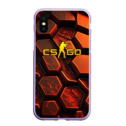 Чехол iPhone XS Max матовый CS GO orange logo, цвет: 3D-светло-сиреневый