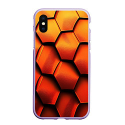 Чехол iPhone XS Max матовый Объемные оранжевые плиты, цвет: 3D-светло-сиреневый