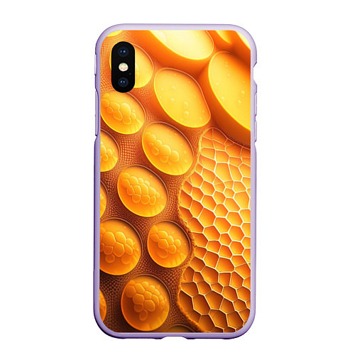 Чехол iPhone XS Max матовый Оранжевые круглые плиты / 3D-Светло-сиреневый – фото 1