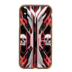 Чехол iPhone XS Max матовый Красные кибер черепа