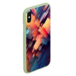 Чехол iPhone XS Max матовый Цветная абстракция каменных сланцев, цвет: 3D-салатовый — фото 2