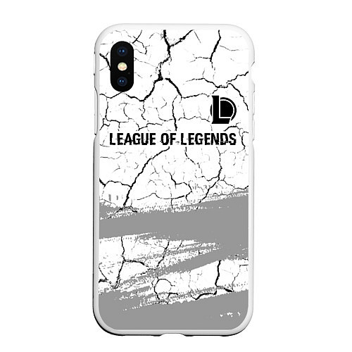 Чехол iPhone XS Max матовый League of Legends glitch на светлом фоне: символ с / 3D-Белый – фото 1