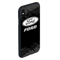 Чехол iPhone XS Max матовый Ford speed на темном фоне со следами шин, цвет: 3D-черный — фото 2