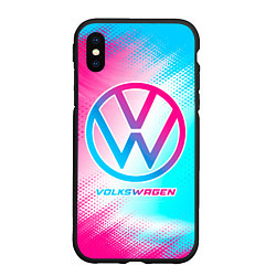 Чехол iPhone XS Max матовый Volkswagen neon gradient style, цвет: 3D-черный