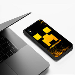 Чехол iPhone XS Max матовый Minecraft - gold gradient, цвет: 3D-черный — фото 2