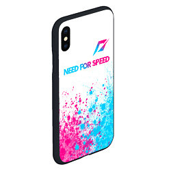Чехол iPhone XS Max матовый Need for Speed neon gradient style: символ сверху, цвет: 3D-черный — фото 2
