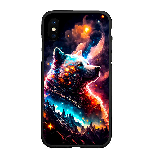 Чехол iPhone XS Max матовый Космический звездный медведь / 3D-Черный – фото 1