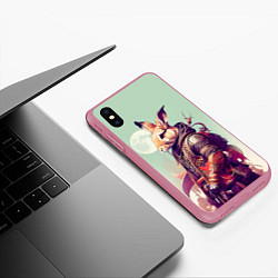 Чехол iPhone XS Max матовый Заяц на фоне луны - фантазия - нейросеть, цвет: 3D-малиновый — фото 2