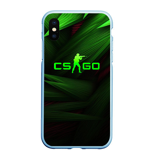 Чехол iPhone XS Max матовый CS GO green logo / 3D-Голубой – фото 1