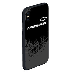 Чехол iPhone XS Max матовый Chevrolet speed на темном фоне со следами шин: сим, цвет: 3D-черный — фото 2