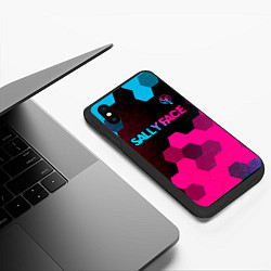 Чехол iPhone XS Max матовый Sally Face - neon gradient: символ сверху, цвет: 3D-черный — фото 2