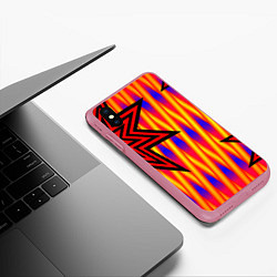 Чехол iPhone XS Max матовый Ассиметричный с многолучевыми звездами, цвет: 3D-малиновый — фото 2