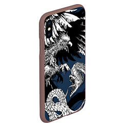 Чехол iPhone XS Max матовый Орёл против змеи, цвет: 3D-коричневый — фото 2
