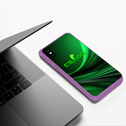 Чехол iPhone XS Max матовый CS GO green abstract, цвет: 3D-фиолетовый — фото 2