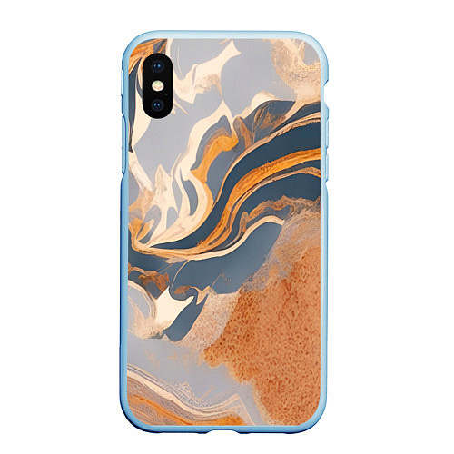 Чехол iPhone XS Max матовый Разноцветная яшма / 3D-Голубой – фото 1